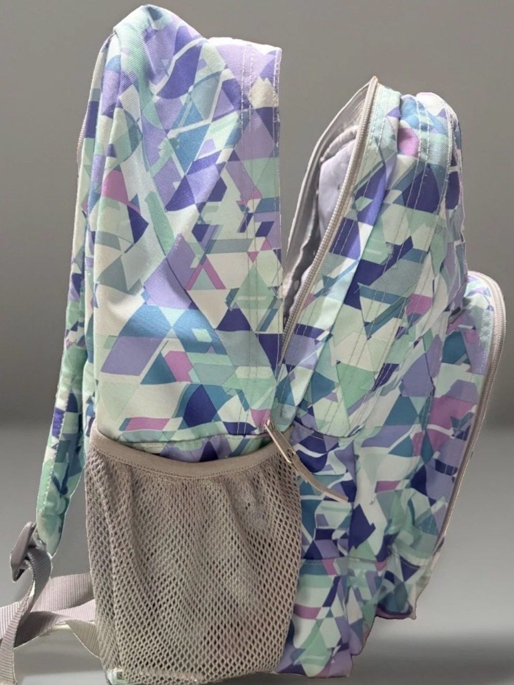 L.L.Bean Deluxe Backpack W/Mesh Pocket Zip- in pattern "Fresh Mint Prism" - Picture 10 of 13